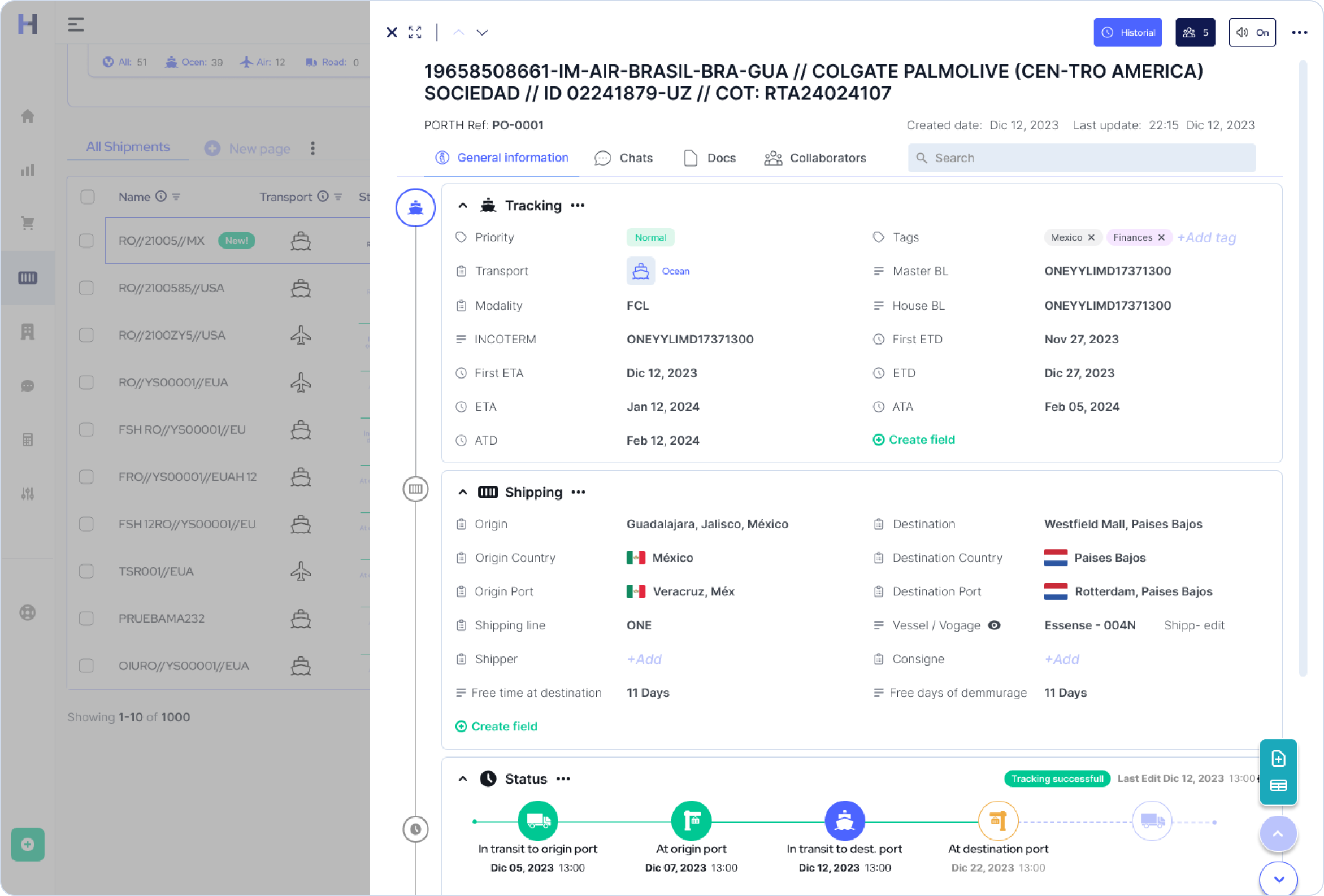 showing comprehensive shipment information including tracking, shipping status graph, and more. Smart Tools for Supply Chain Teams